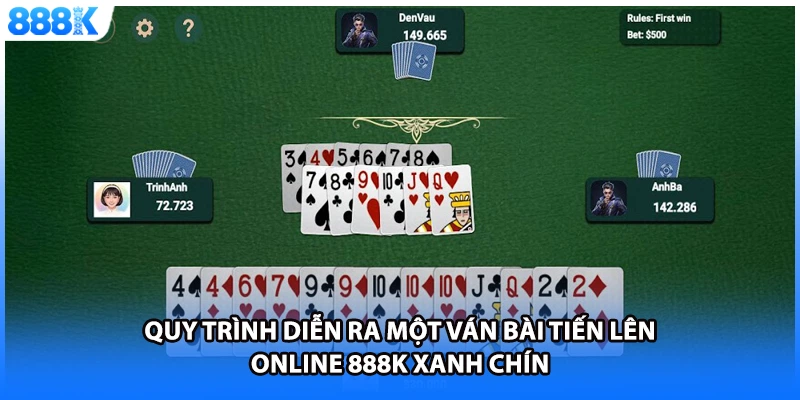 Quy trình diễn ra một ván bài tiến lên online 888K xanh chín